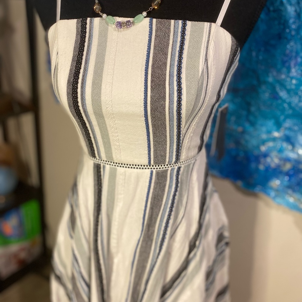 Striped white sundress